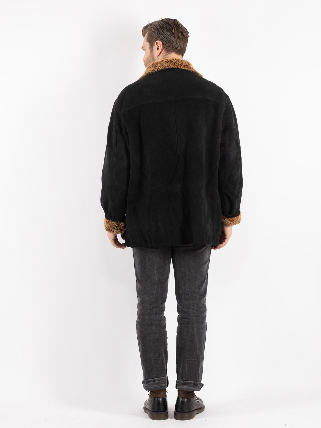 Vintage 90's Men Sheepskin Jacket in Black