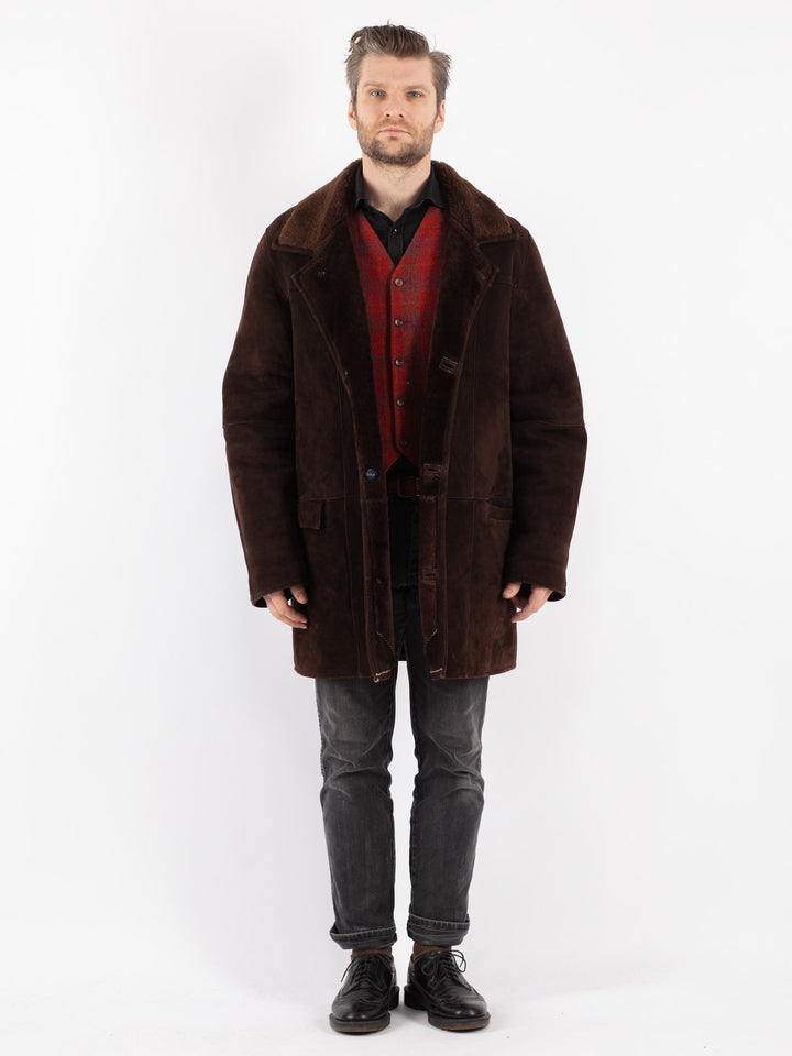 Vintage 90's Men Sheepskin Coat in Brown