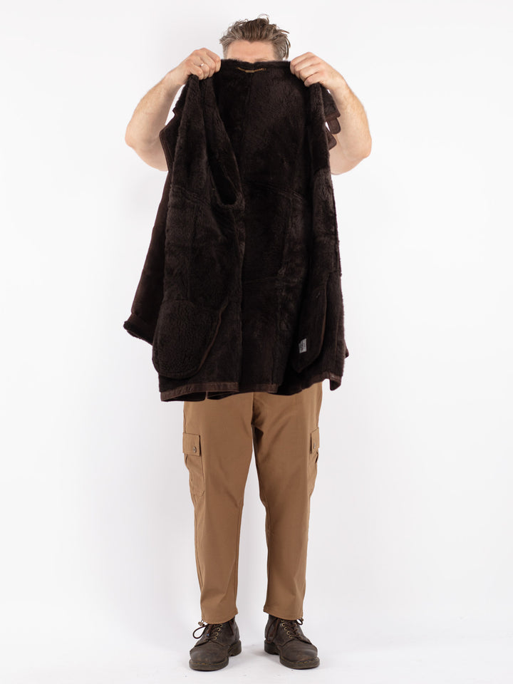 Vintage 90's Men Sheepskin Coat in Brown