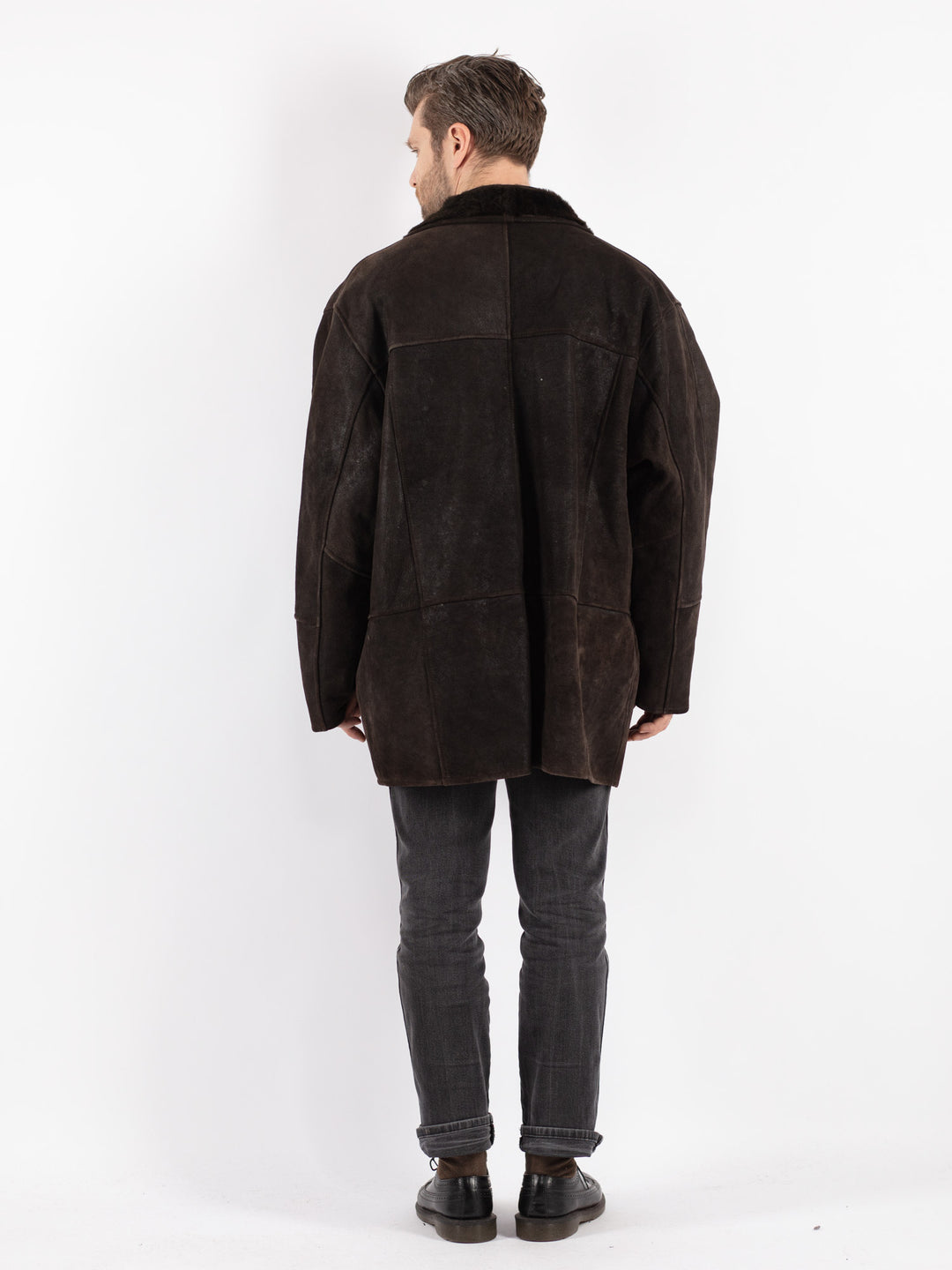 Vintage 90's Men Sheepskin Coat in Brown