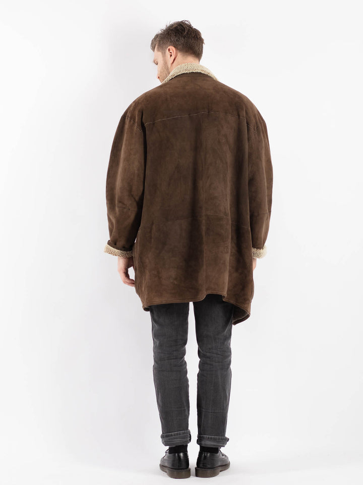Vintage 90's Men Sheepskin Coat in BrownZ514