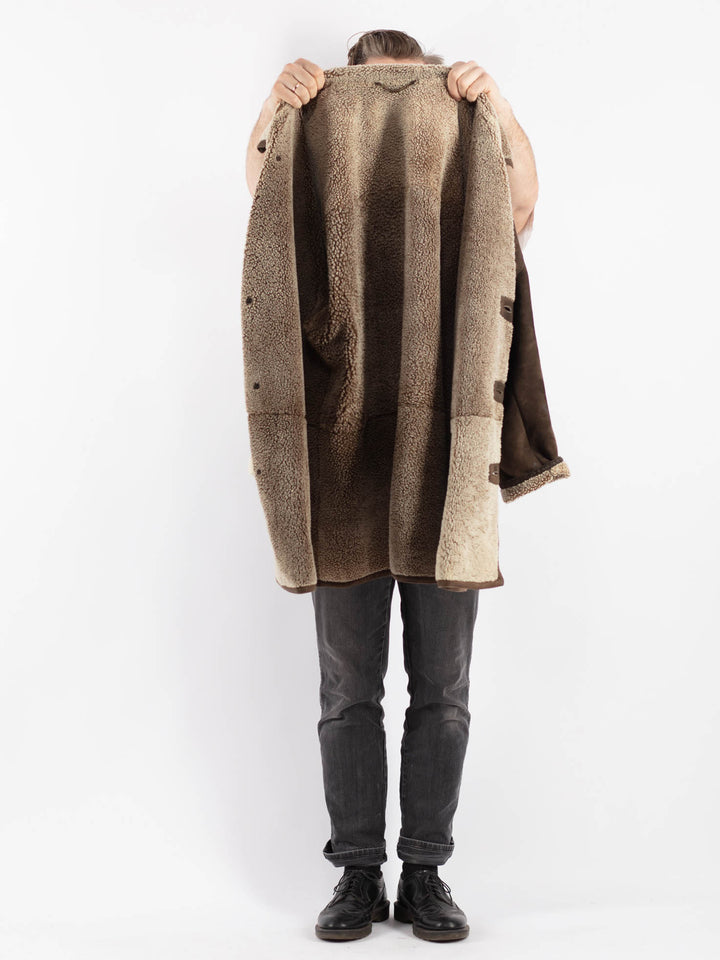 Vintage 90's Men Sheepskin Coat in BrownZ514