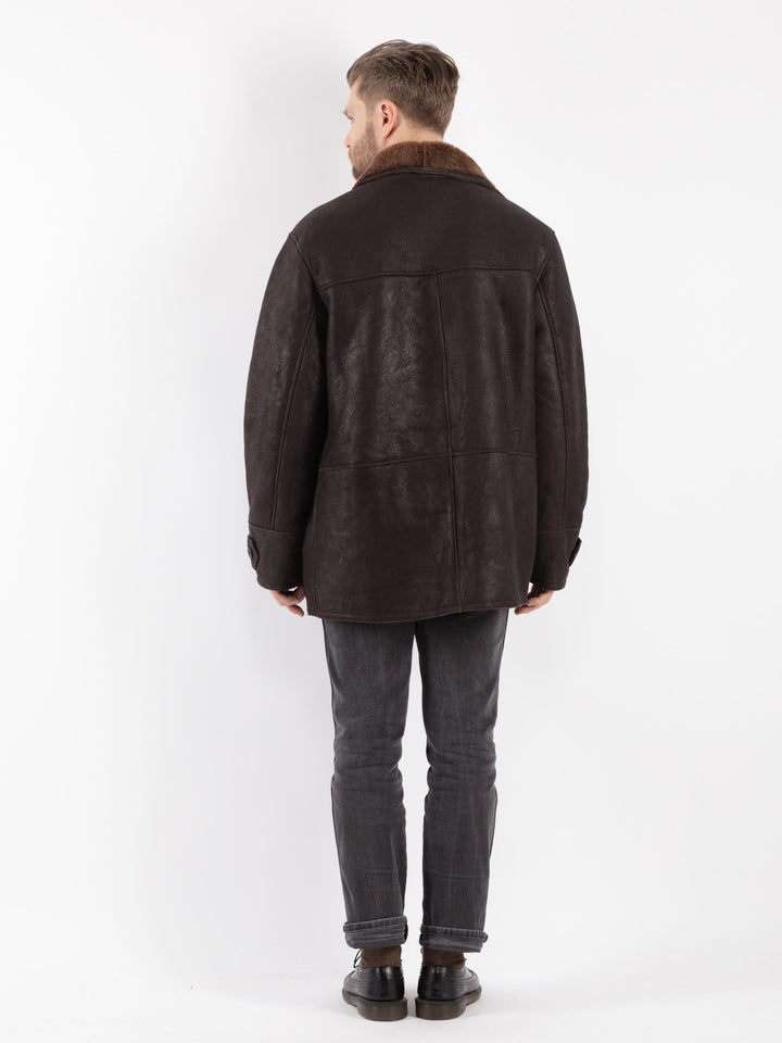 Vintage 90's Men Sheepskin Coat in Brown