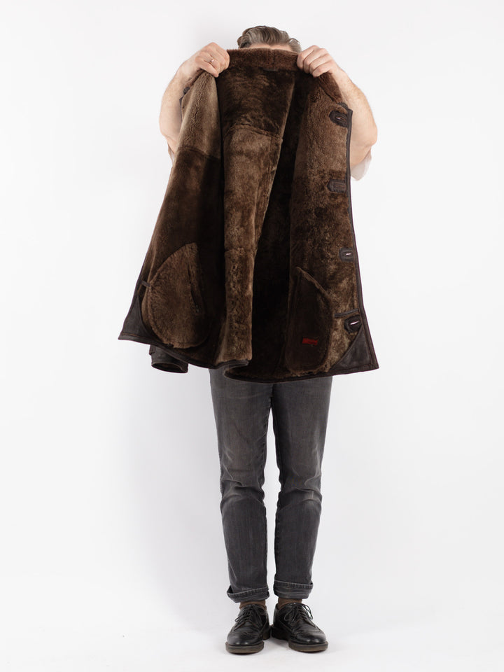 Vintage 90's Men Sheepskin Coat in Brown