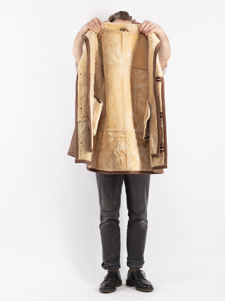 Vintage 90's Men Sheepskin Coat in Brown