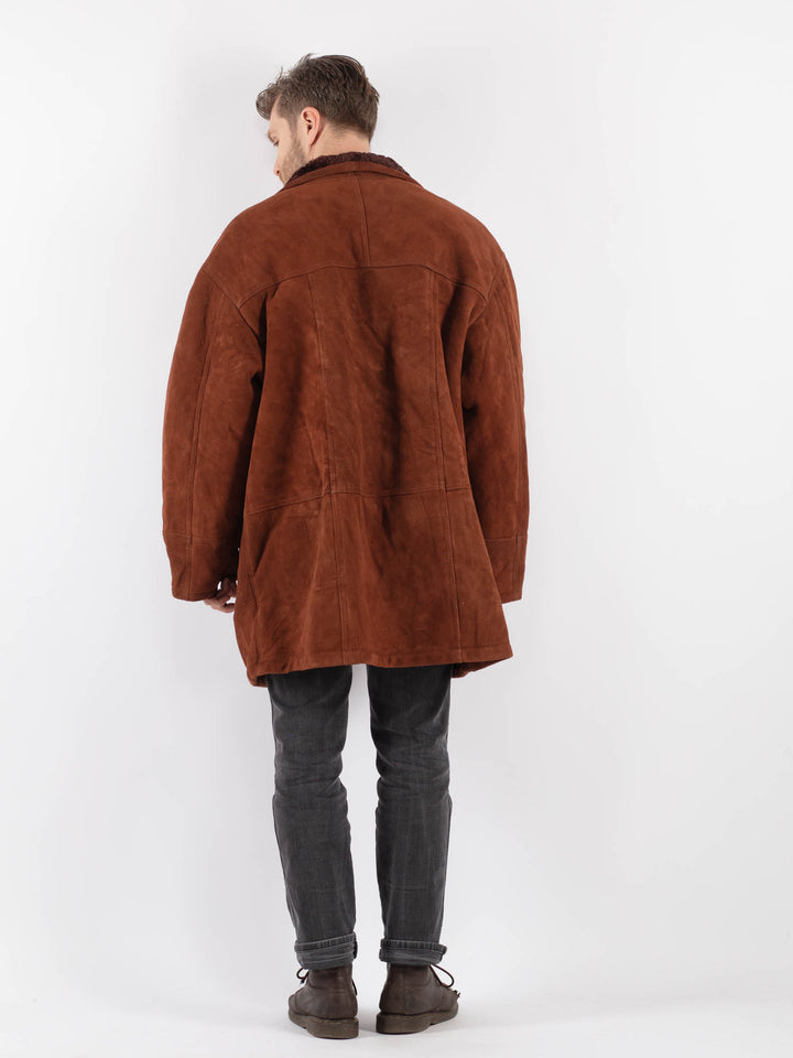 Vintage 90's Men Sheepskin Coat in BrownZ635