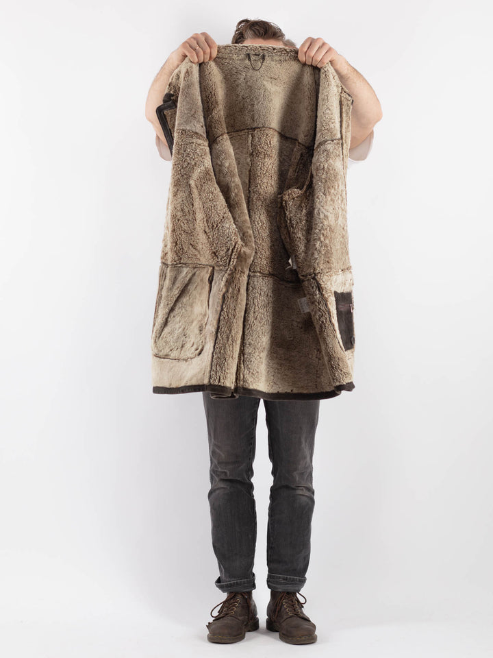 Vintage 90's Men Sheepskin Coat in Brown