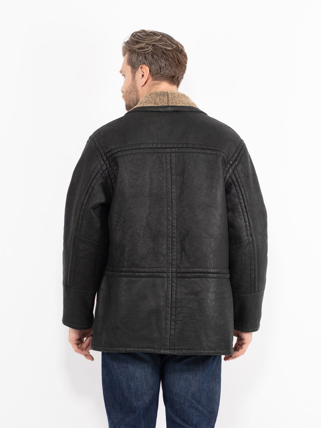 Vintage 90's Men Sheepskin Jacket in BlackZ2652