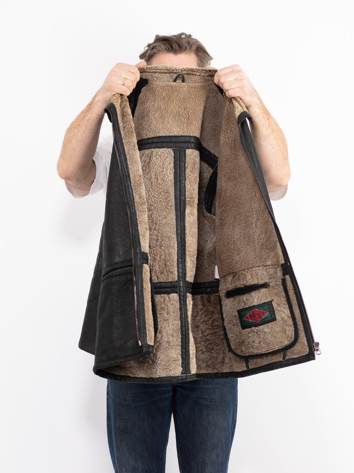 Vintage 90's Men Sheepskin Jacket in BlackZ2652