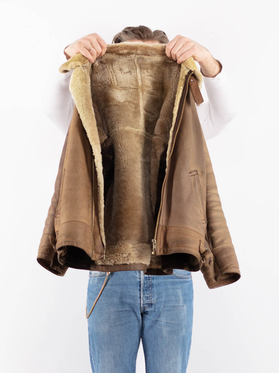 Vintage 90's Men Sheepskin in BeigeZ1408