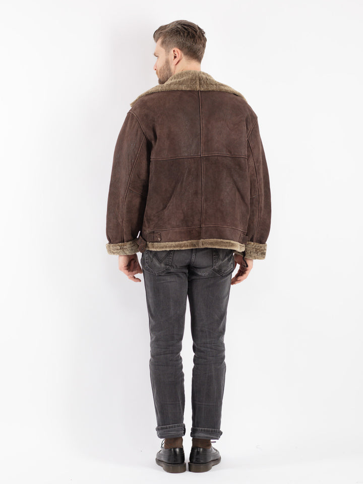 Vintage 90's Men Sheepskin Jacket in BrownZ309
