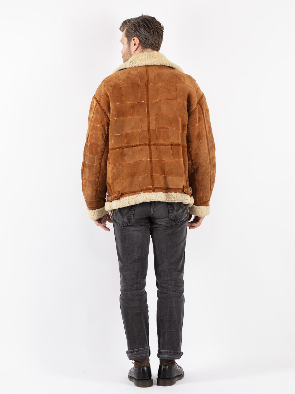 Vintage 90's Men Sheepskin Jacket in BrownZ190