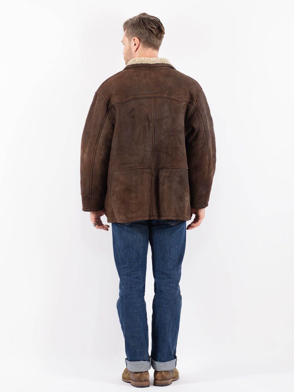 Vintage 90's Men Sheepskin Jacket in BrownZ1525