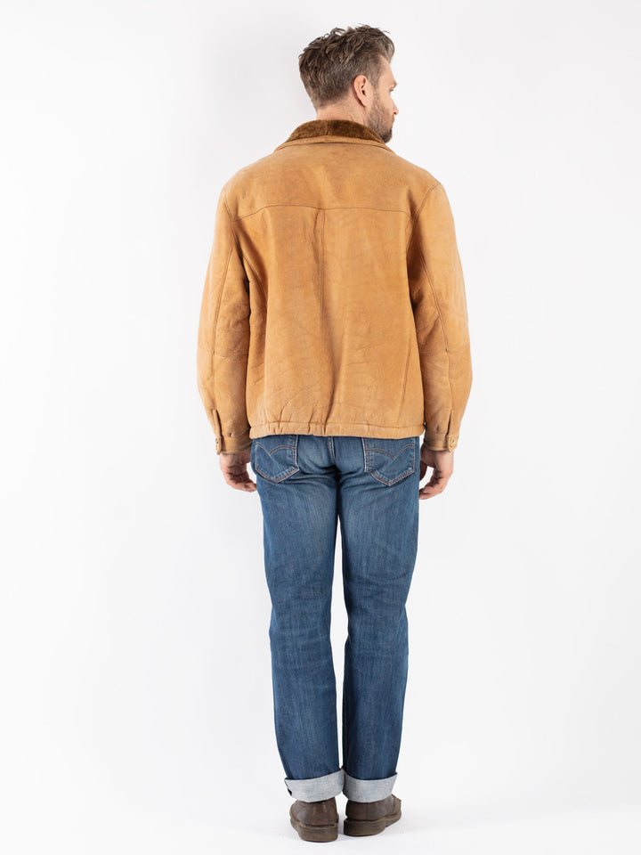 Vintage 90's Men Sheepskin Jacket in Brown