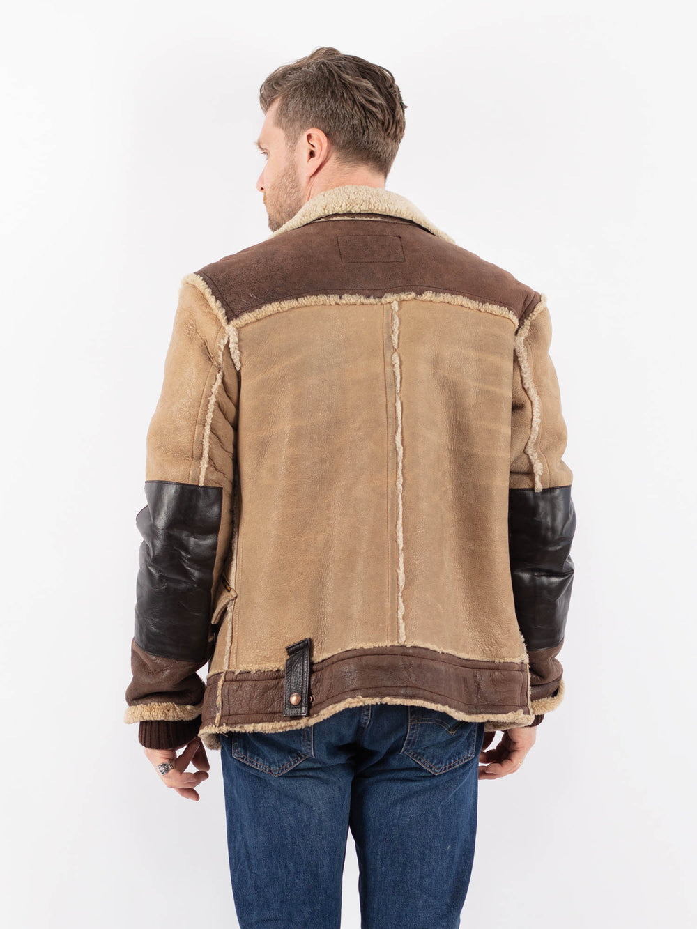 Vintage 90's Men Sheepskin Jacket in BeigeZ1526