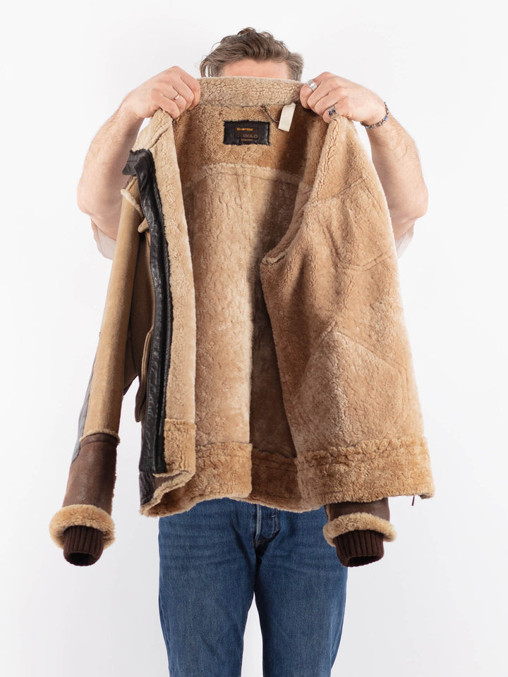 Vintage 90's Men Sheepskin Jacket in BeigeZ1526