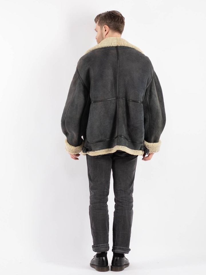 Vintage 80's Men Sheepskin in GrayZ436