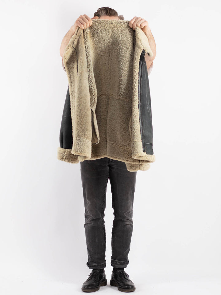 Vintage 80's Men Sheepskin in GrayZ436