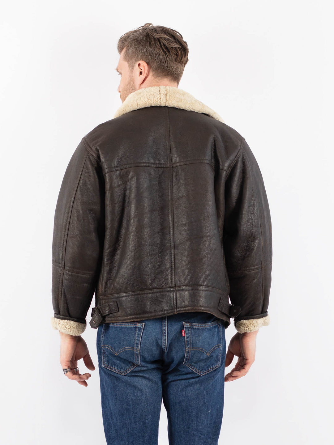 Vintage 90's Men Sheepskin Jacket in BrownZ1531