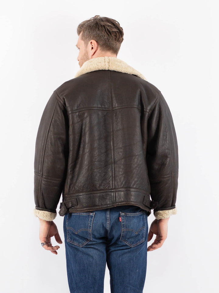 Vintage 90's Men Sheepskin Jacket in BrownZ1531