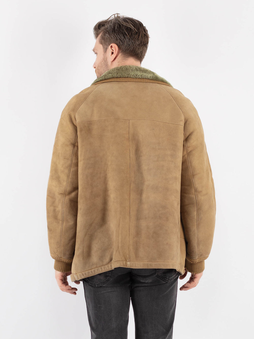 Vintage 90's Men Sheepskin Jacket in BeigeZ755