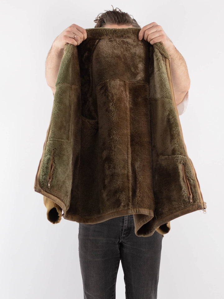 Vintage 90's Men Sheepskin Jacket in BeigeZ755