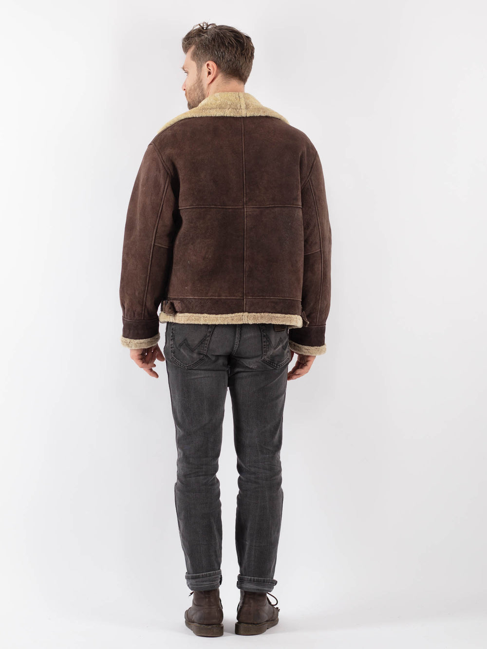 Vintage 90's Men Sheepskin Jacket in BrownZ648