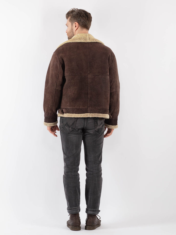 Vintage 90's Men Sheepskin Jacket in BrownZ648