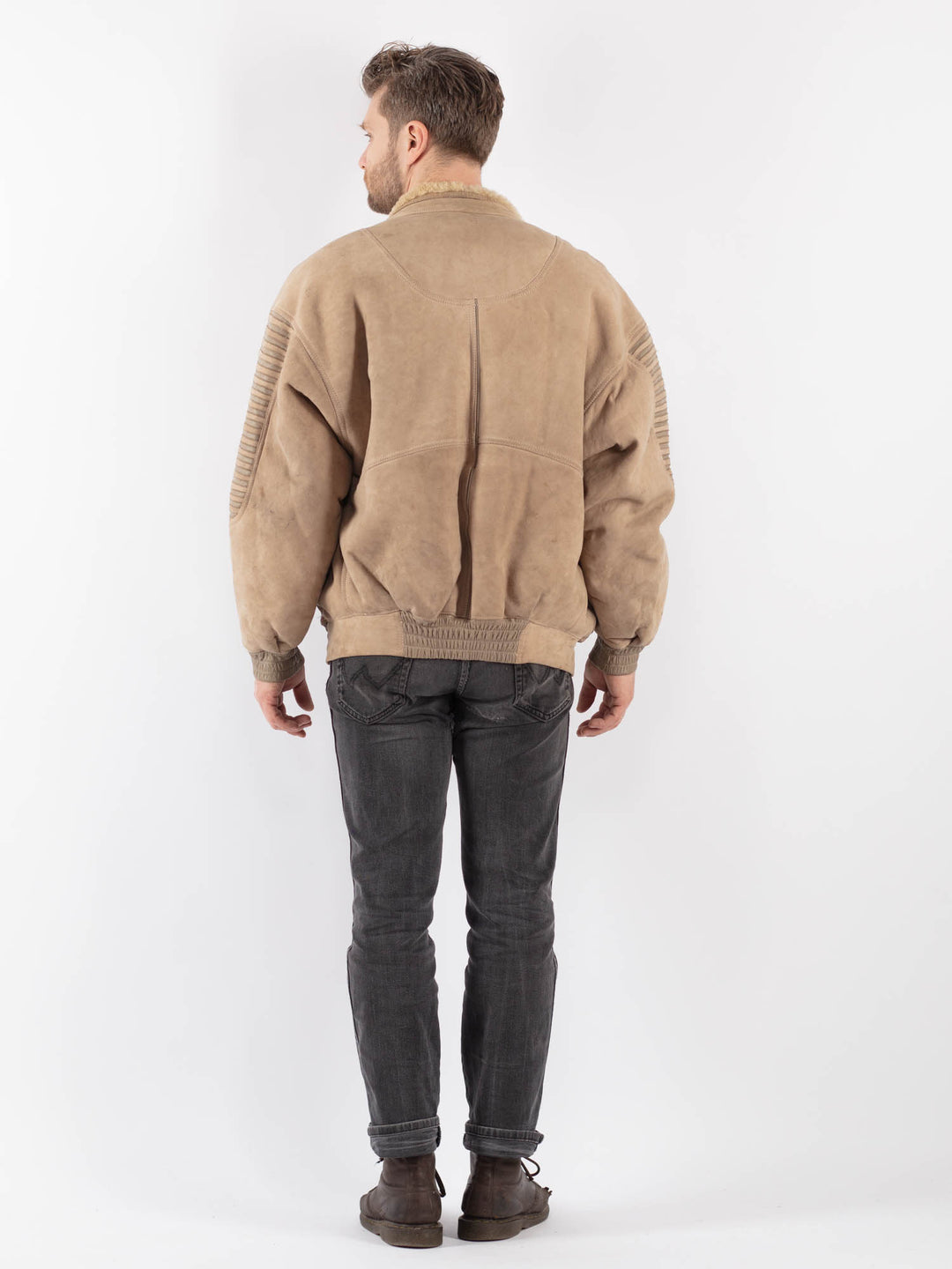 Vintage 90's Men Sheepskin Jacket in BeigeZ649