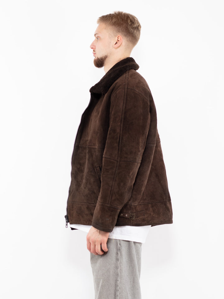 Vintage 90's Men Sheepskin Jacket in Brown