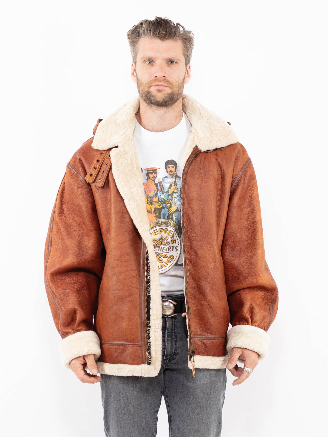 Vintage 90's Men Sheepskin in BrownZ1995
