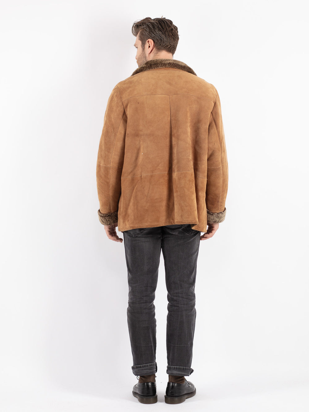 Vintage 90's Men Sheepskin Jacket in Beige