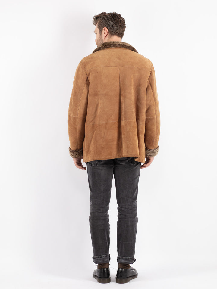 Vintage 90's Men Sheepskin Jacket in Beige