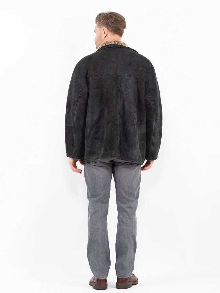 Vintage 90's Men Sheepskin Jacket in BlackZ2124