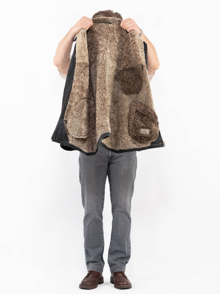 Vintage 90's Men Sheepskin Jacket in BlackZ2124