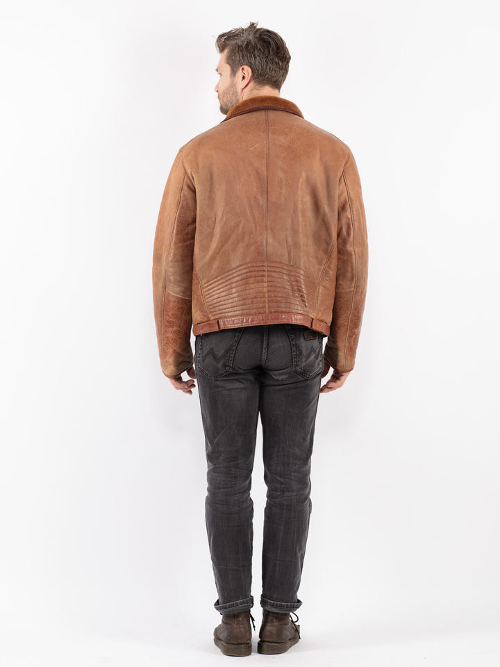 Vintage 90's Men Sheepskin Jacket in Brown