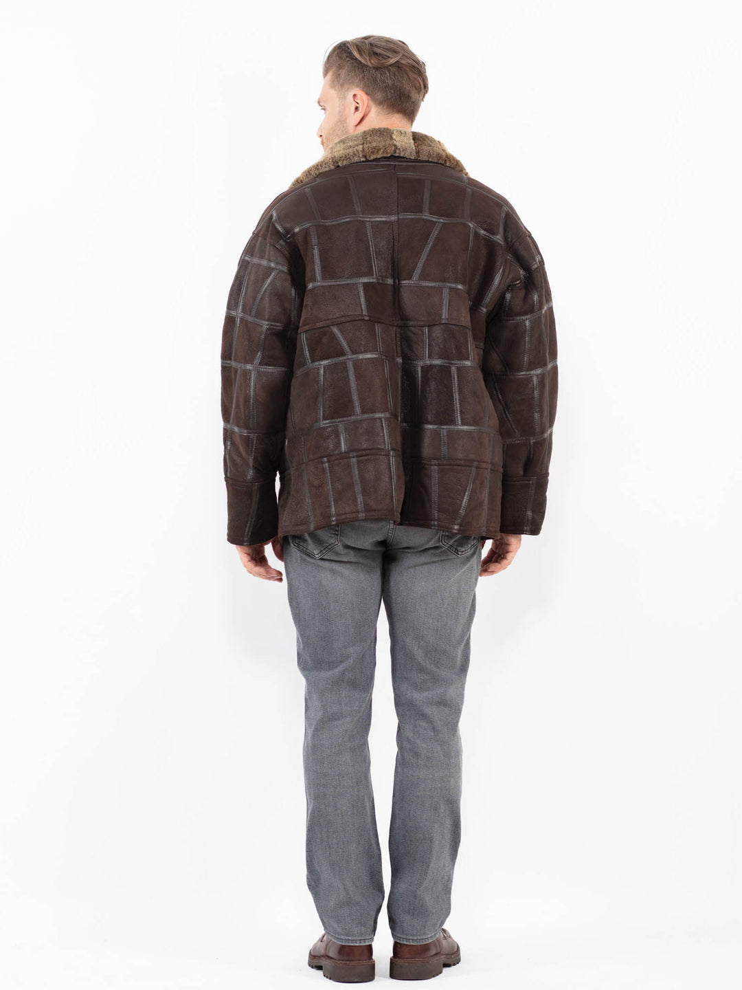 Vintage 90's Men Sheepskin Jacket in BrownZ2136