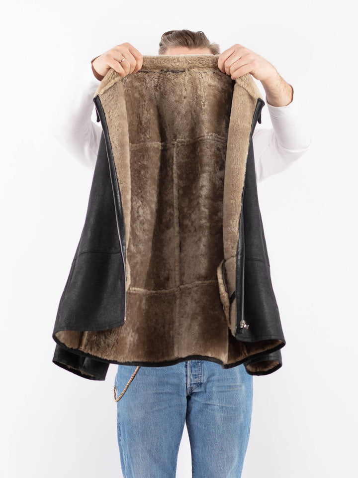 Vintage 90's Men Sheepskin Jacket in BlackZ1455