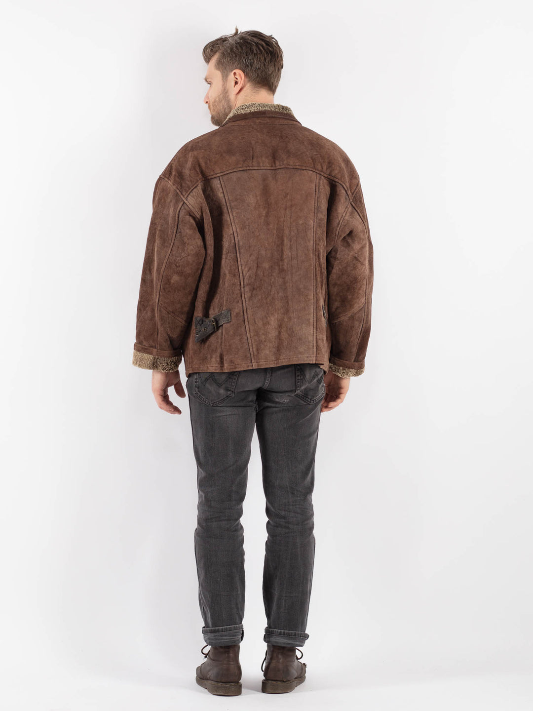 Vintage 90's Men Sheepskin Jacket in BrownZ570