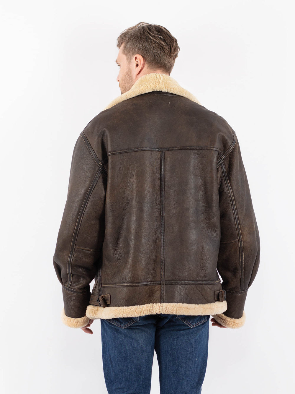 Vintage 90's Men Sheepskin Jacket in BrownZ1568