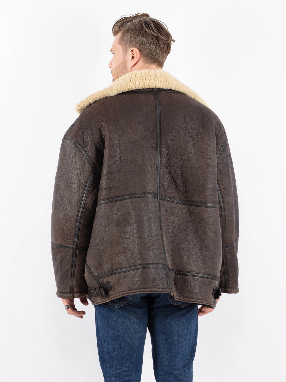 Vintage 90's Men Sheepskin Jacket in BrownZ1572
