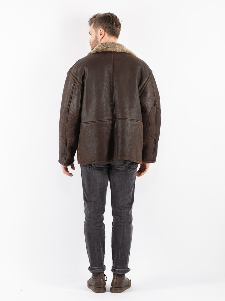 Vintage 90's Men Sheepskin Jacket in Brown