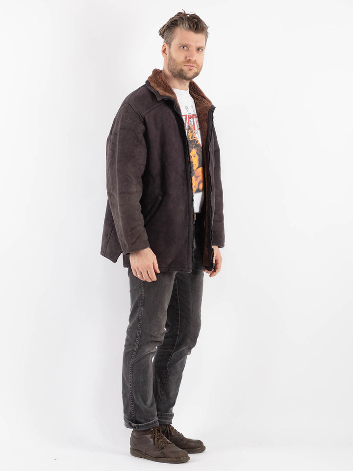 Vintage 90's Men Sheepskin Jacket in GrayZ593