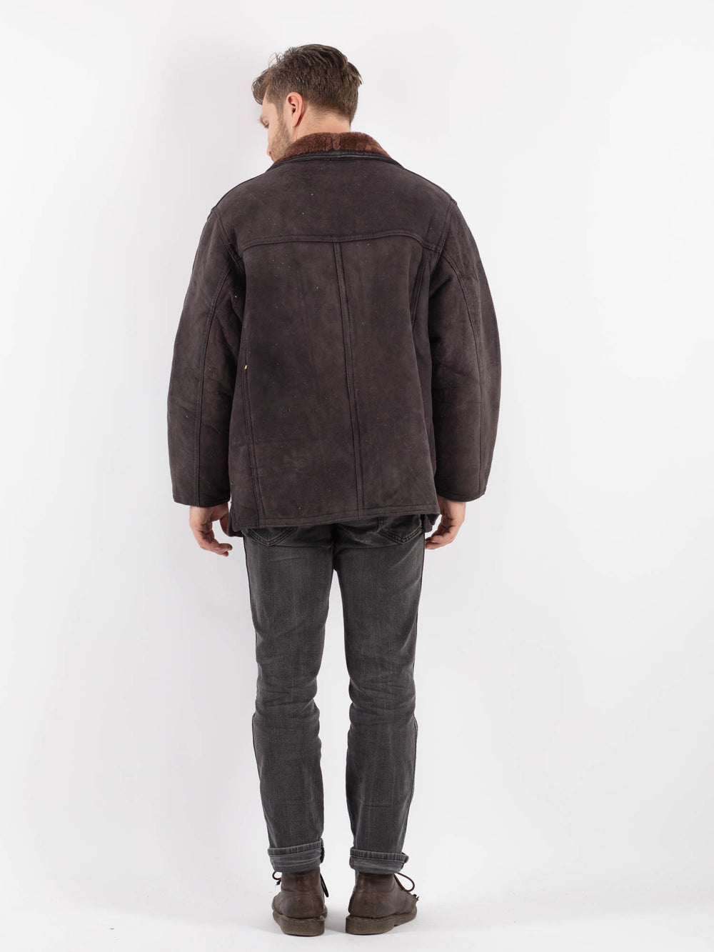 Vintage 90's Men Sheepskin Jacket in GrayZ593