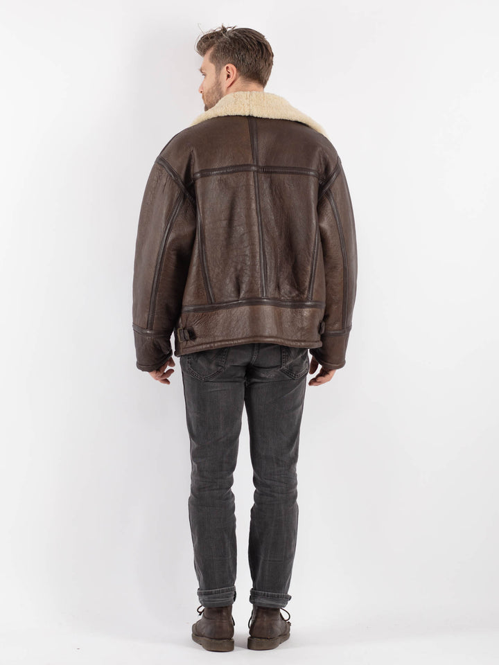 Vintage 90's Men Sheepskin Jacket in Brown