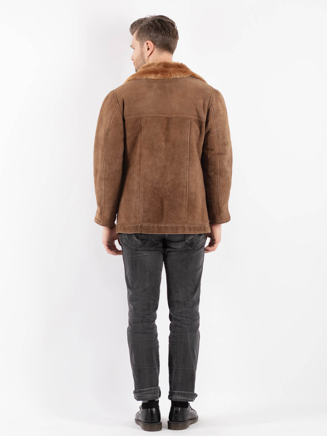 Vintage 90's Men Sheepskin Jacket in Brown