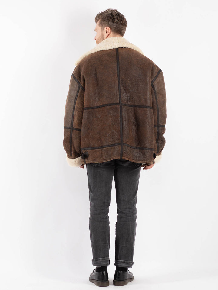 Vintage 90's Men Sheepskin Jacket in Brown