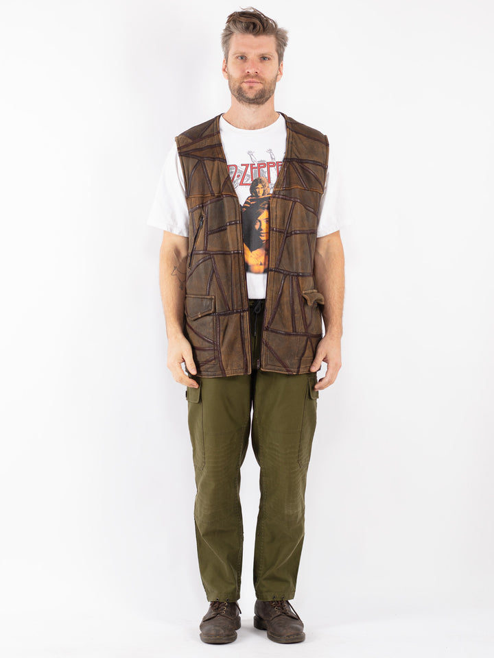 Vintage 90's Men Sheepskin Vest in Brown