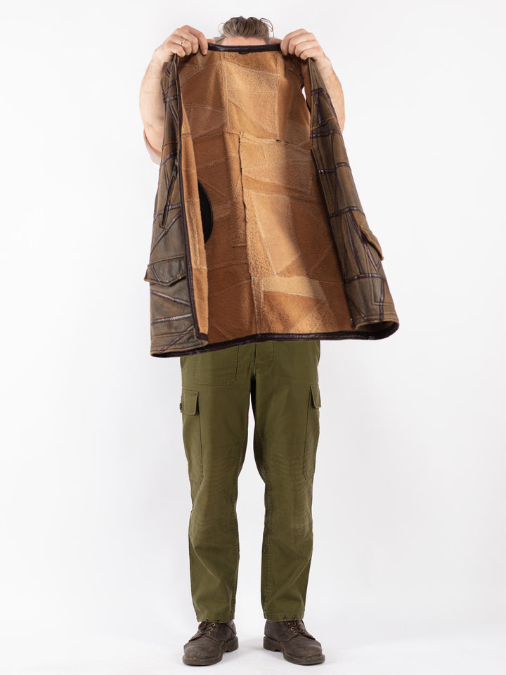 Vintage 90's Men Sheepskin Vest in Brown