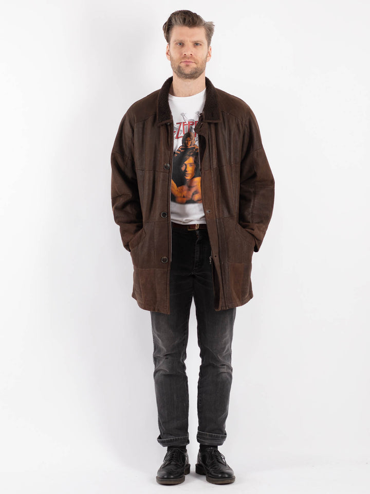 Vintage 90's Men Sheepskin Coat in BrownZ488